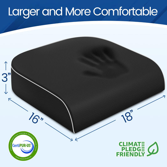 Memory Foam Seat Cushion, Office Chair Cushion, 3-Inch, Large - Recharge Pillows