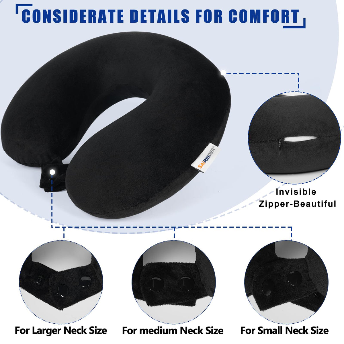 100% Pure Memory Foam Travel Neck Pillow