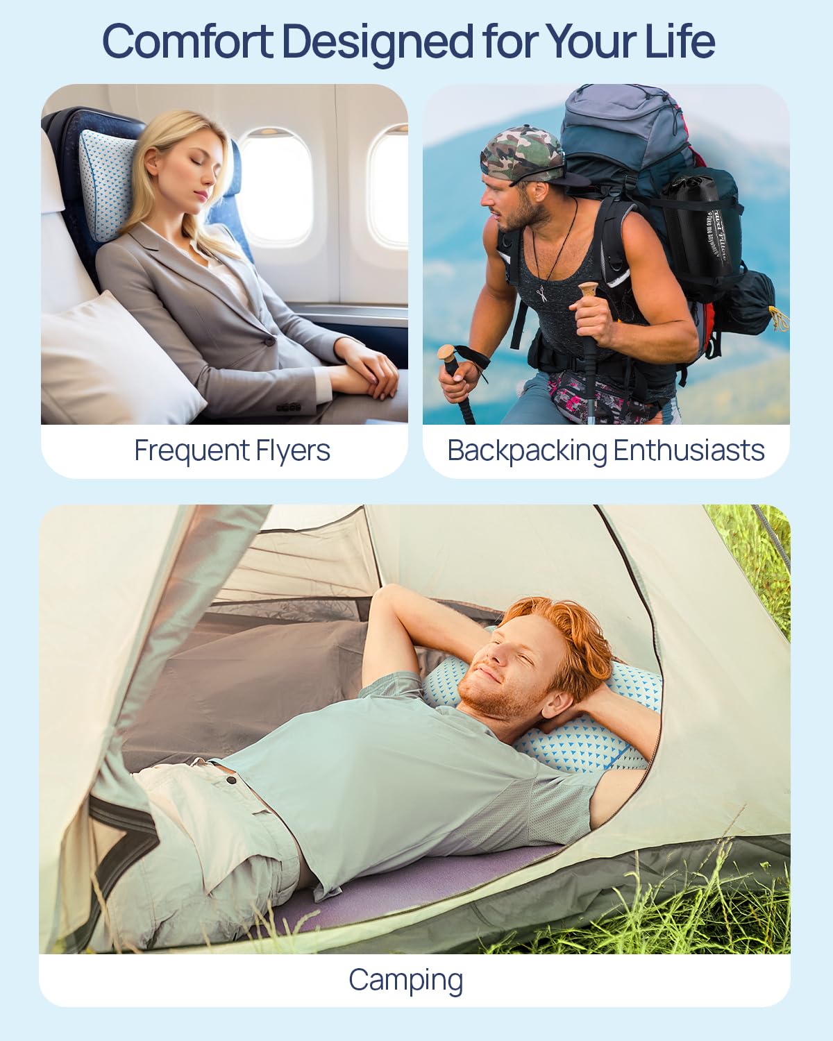 Adjustable Small Cooling Memory Foam Pillow for Travel, Airplanes & Camping - Recharge Pillows