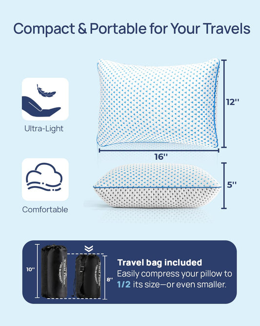 Adjustable Small Cooling Memory Foam Pillow for Travel, Airplanes & Camping - Recharge Pillows