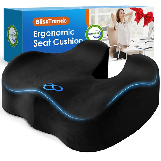 Memory Foam Seat Cushion for Office Chair & Car Seat, Black