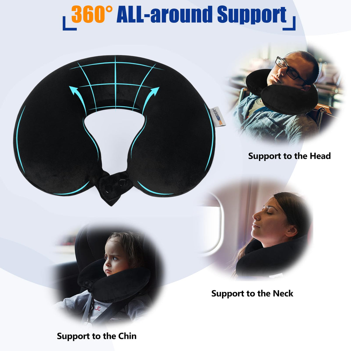 100% Pure Memory Foam Travel Neck Pillow