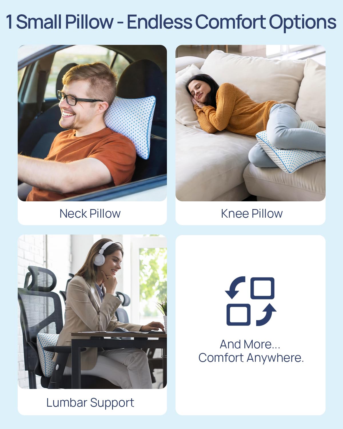 Adjustable Small Cooling Memory Foam Pillow for Travel, Airplanes & Camping - Recharge Pillows