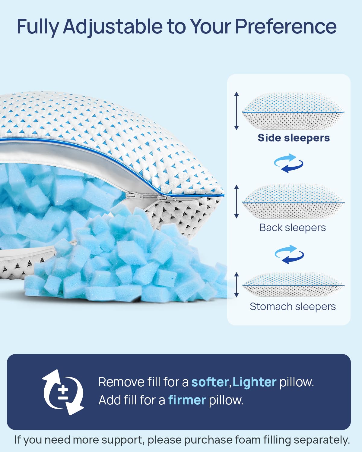 Adjustable Small Cooling Memory Foam Pillow for Travel, Airplanes & Camping - Recharge Pillows