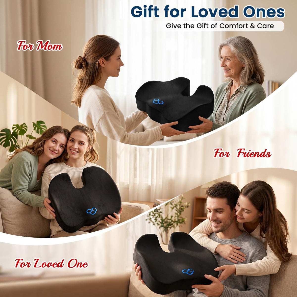 Memory Foam Seat Cushion for Office Chair & Car Seat, Black
