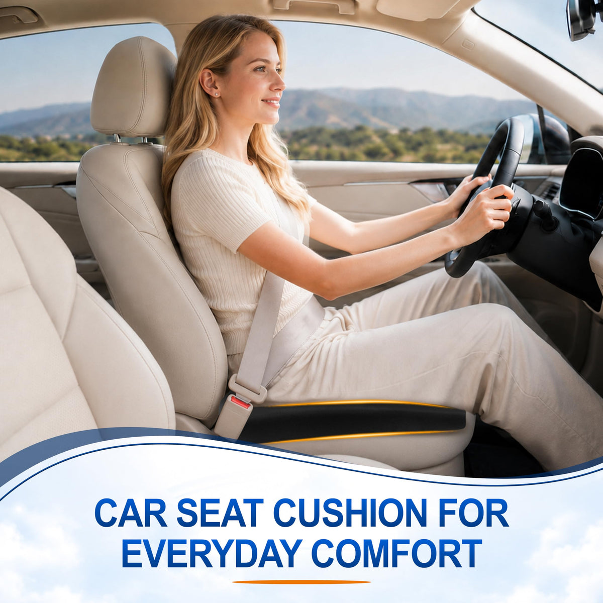 Car Seat Cushion: Memory Foam Driver Seat Cushion for Long Driving