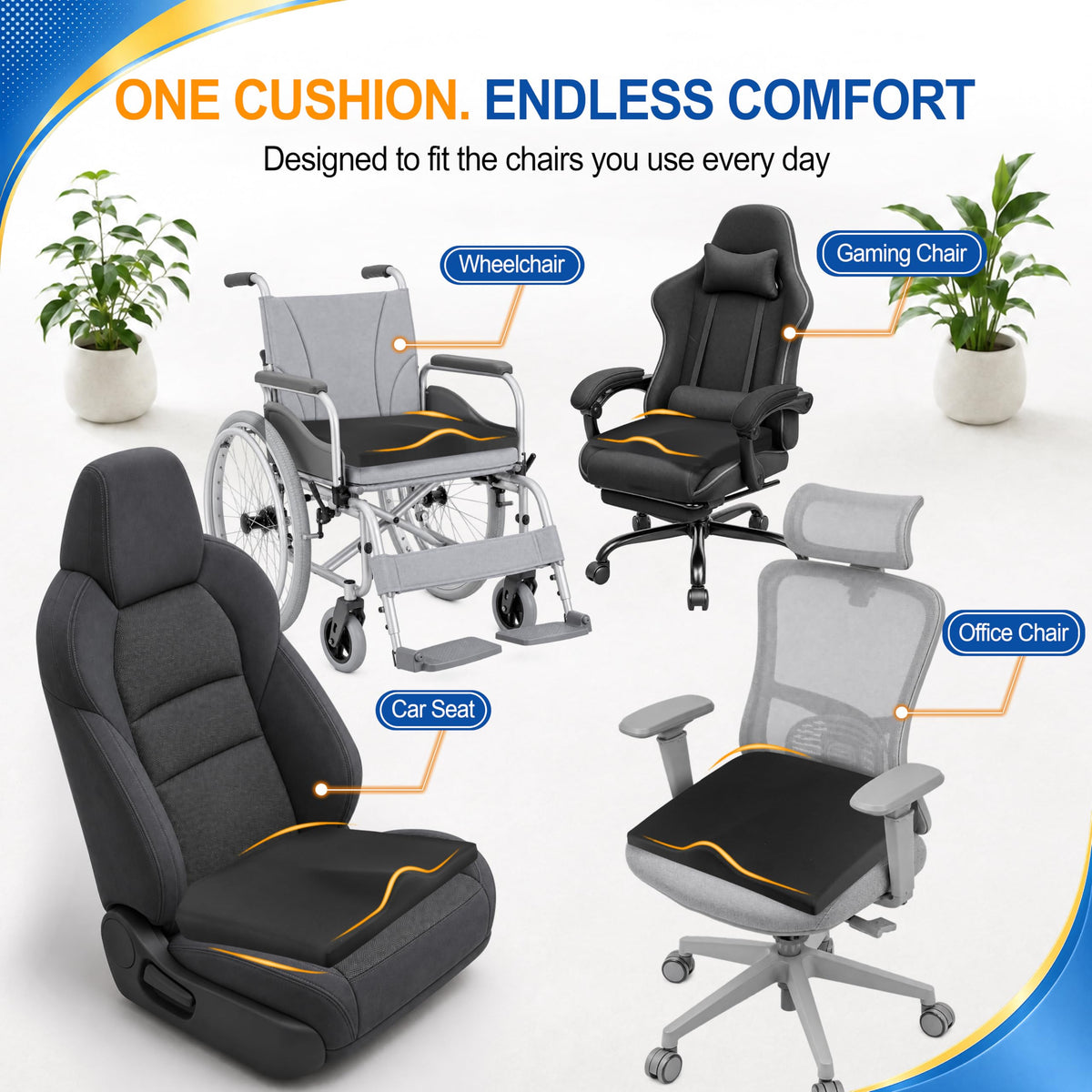 Car Seat Cushion: Memory Foam Driver Seat Cushion for Long Driving