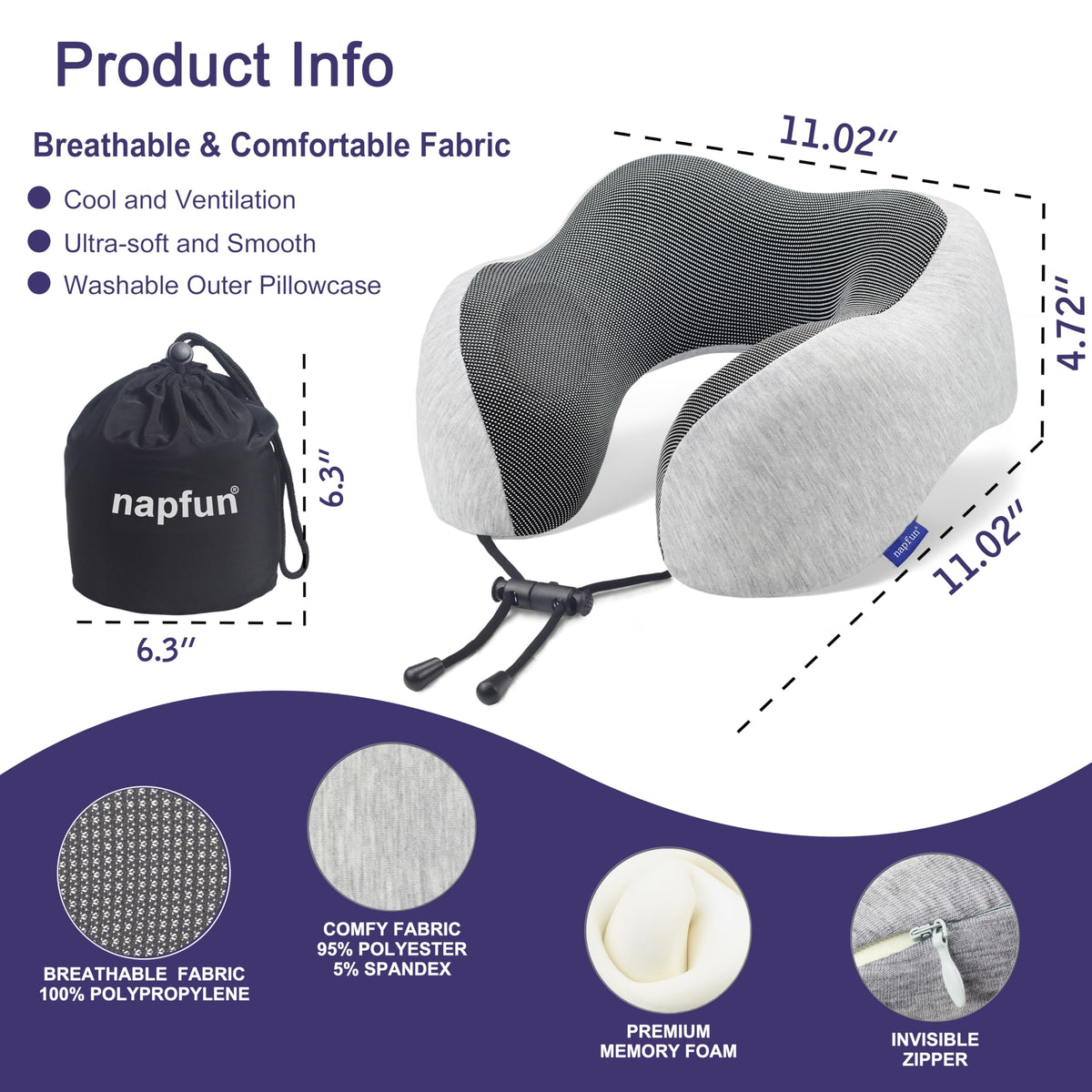 Neck Pillow for Traveling,100% Pure Memory Foam - Recharge Pillows